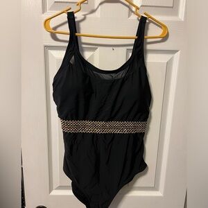 Women’s XL Tempt Me One Piece Black Bathing Suit.